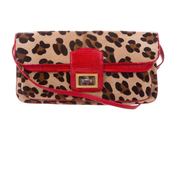 New Pristine Kara Ross Leopard Ponyhair and ref genuine Lizzard handbag - Picture 1 of 6